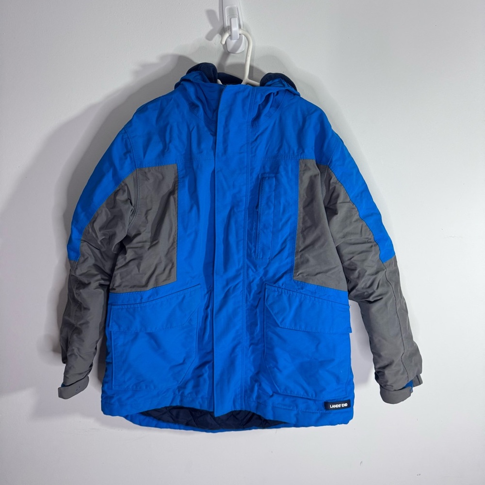 Lands’ End Kids S 8 Husky Squall Waterproof Fleece Lined Winter Coat Blue Gray